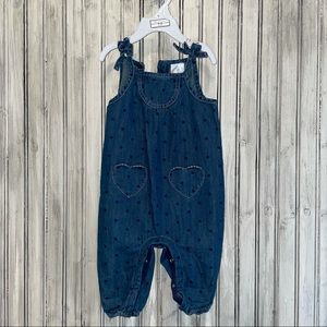 Hanna Anderrson Polka Dot Chambray Romper 6-12 Months